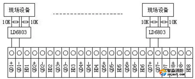 利達LD9203EN聯(lián)動控制盤二線制接線